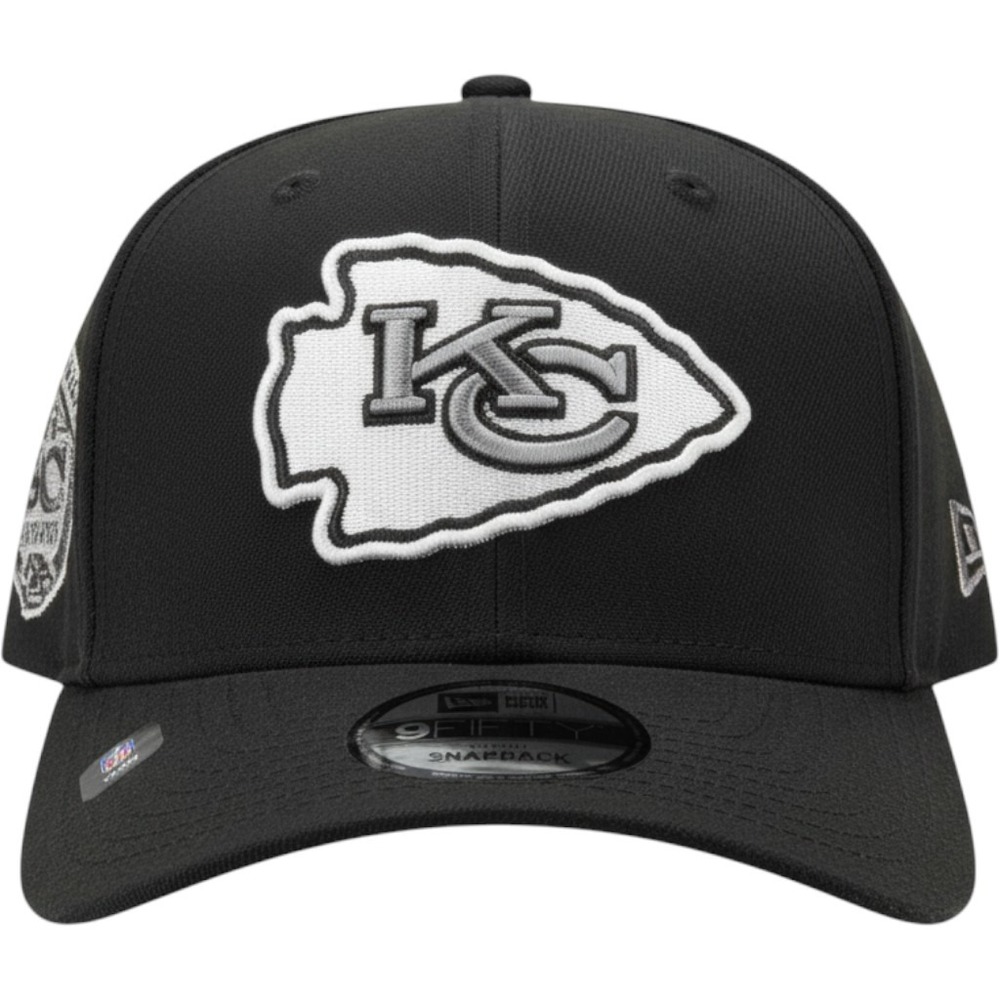 New Era Kansas City Chiefs 9FIFTY Snapback Hat Black Silver 60 Seasons Patch
